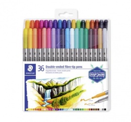 Filctoll készlet, 0,8/3,0 mm, kétvégű, STAEDTLER® "3200", 36 különböző szín